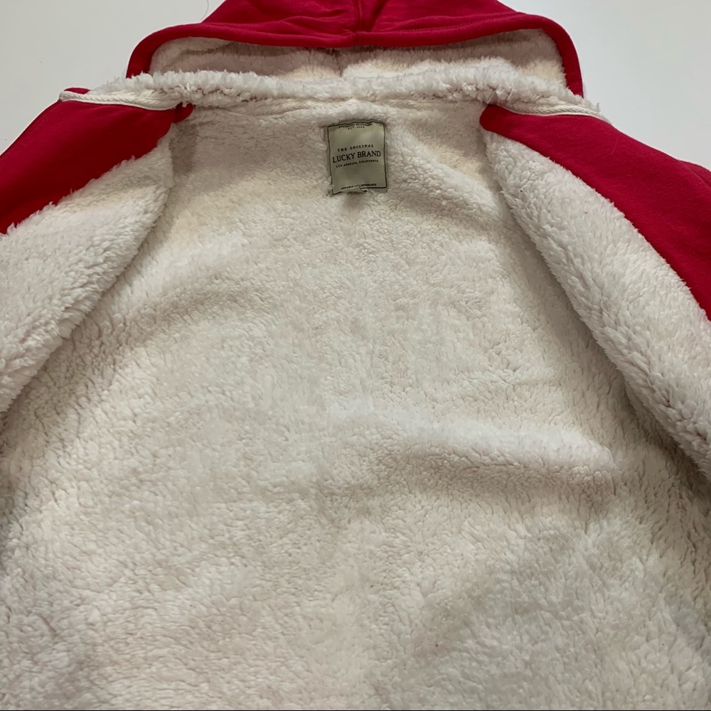 Vintage Lucky Brand Sherpa-Lined Full Zip Up Hoodie Sweatshirt Size Large - Picture 9 of 11
